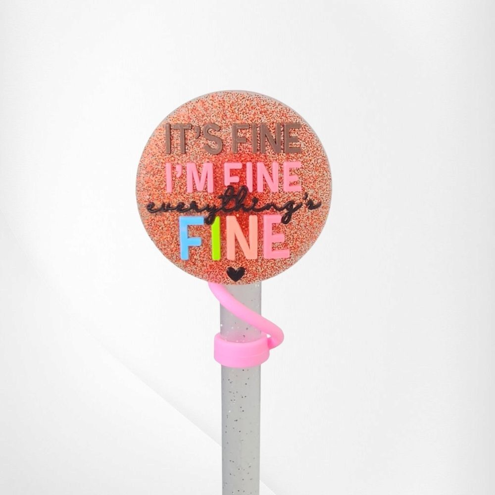 Red Glitter Silicone 10mm Straw Topper | Fit Stanley Tumbler